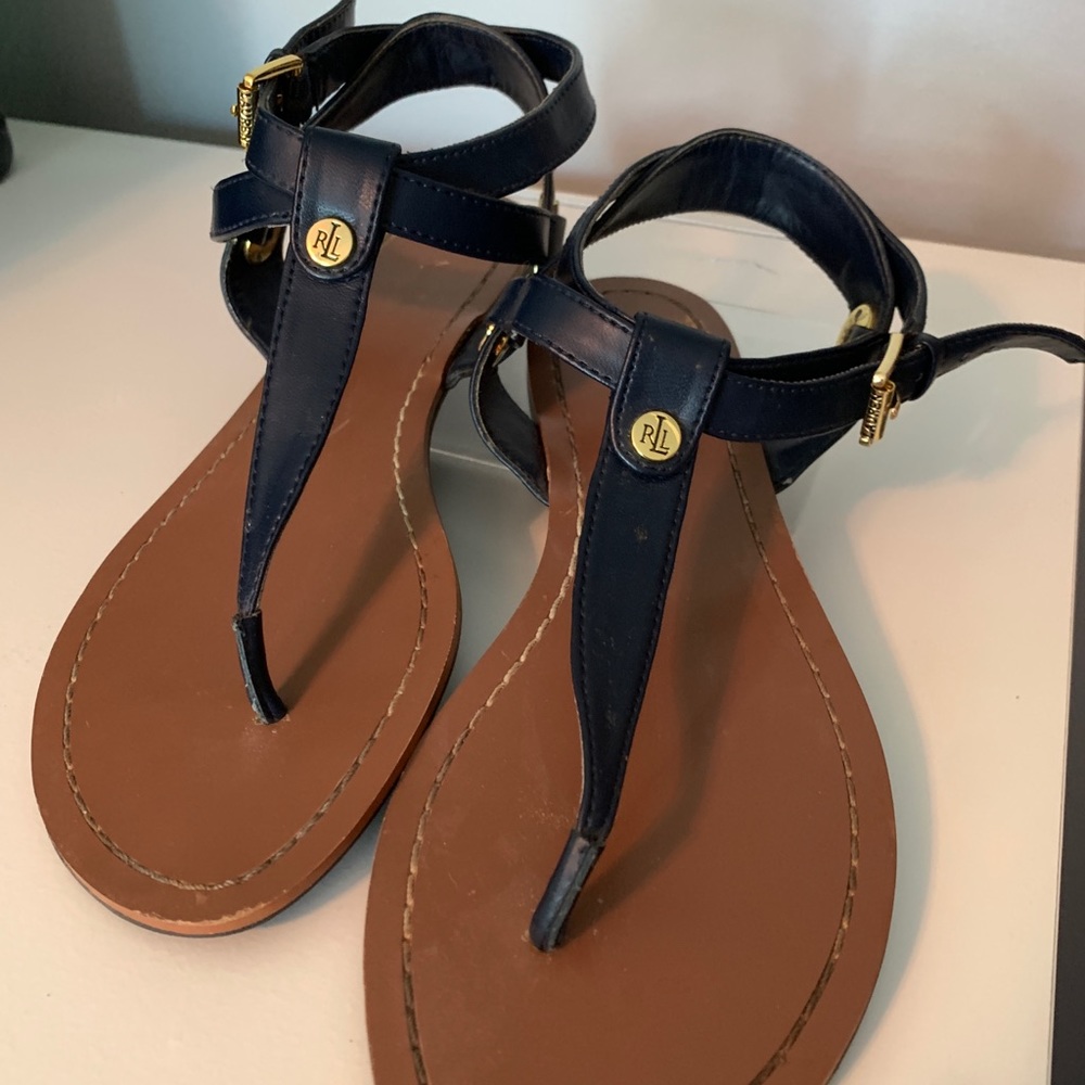 Ralph Lauren Women’s Sandals Navy Blue Low Heel